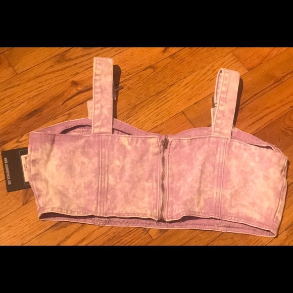 Liquor n Poker Lilac Acid Wash Crop Top size US 12 - Picture 4 of 6